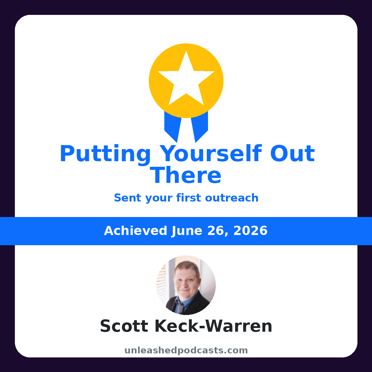 Scott Keck-Warren earned the "Putting Yourself Out There" badge on UnleashedPodcasts
