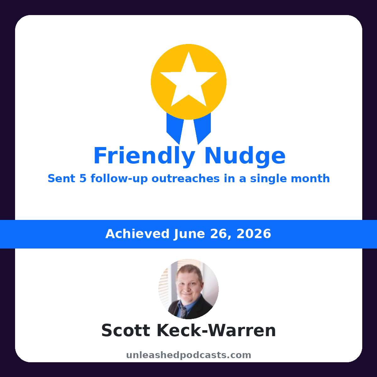 Scott Keck-Warren earned the "Friendly Nudge" badge on UnleashedPodcasts