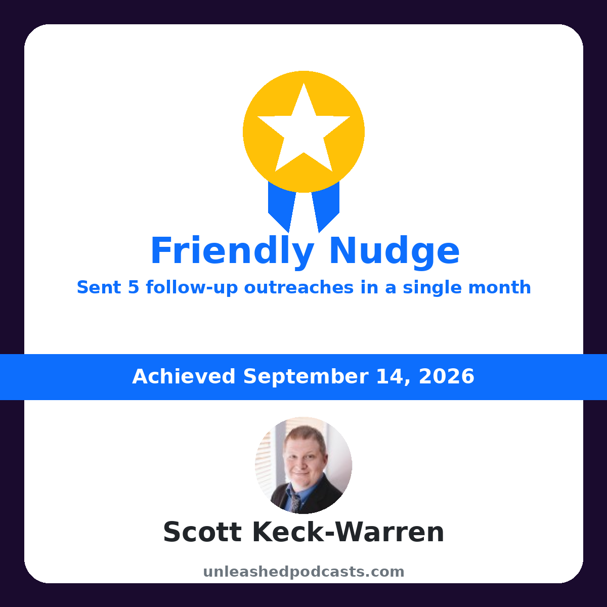 Scott Keck-Warren earned the "Friendly Nudge" badge on UnleashedPodcasts