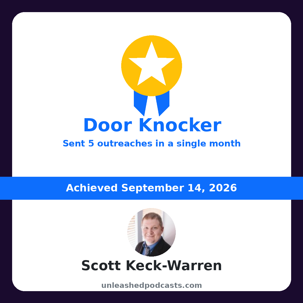 Scott Keck-Warren earned the "Door Knocker" badge on UnleashedPodcasts