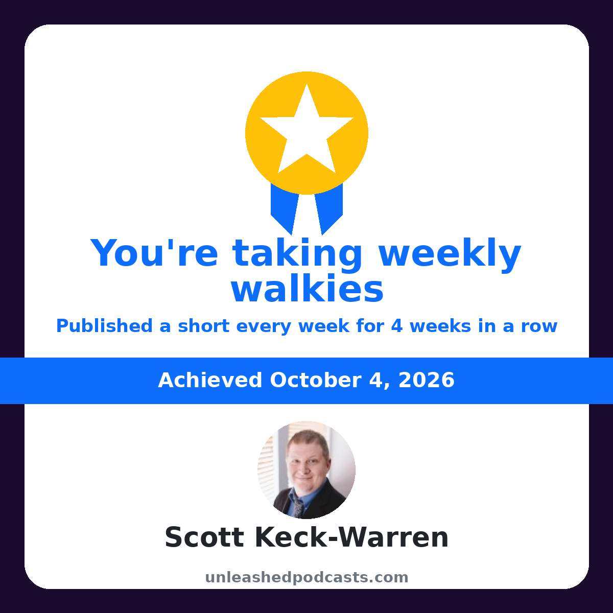 Scott Keck-Warren is taking weekly walkies on UnleashedPodcasts